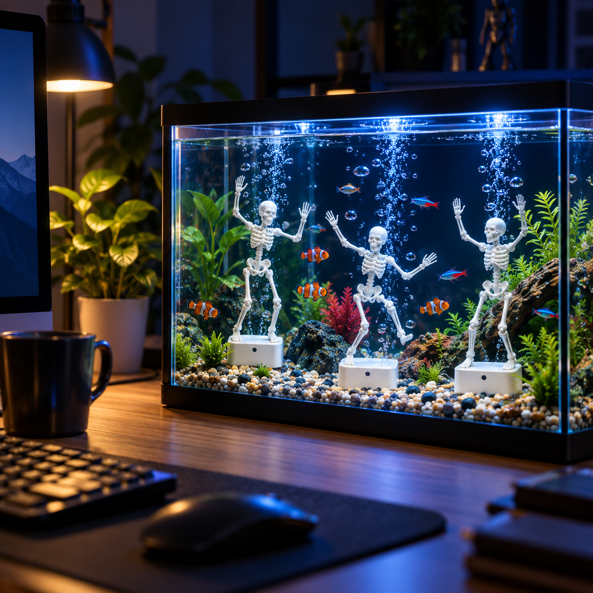 Aqua Titan · Dancing Skeli — Air-Powered Dancing Skeleton Aquarium Ornament · Titan Toys