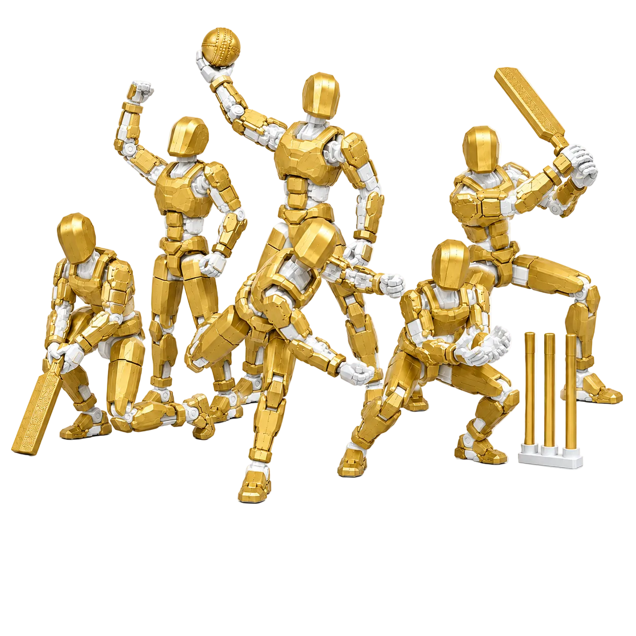 Gold Titan Cricket · The Gujarat Titan · 13-Joint Articulated Cricket Action Figure · GT Fan Pick · Titan Toys