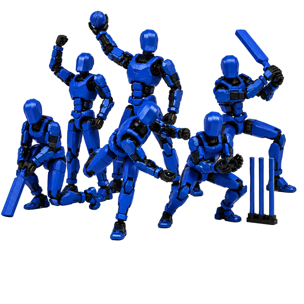 Blue Titan Cricket · The Mumbai Striker · 13-Joint Articulated Cricket Action Figure · MI Fan Pick · Titan Toys
