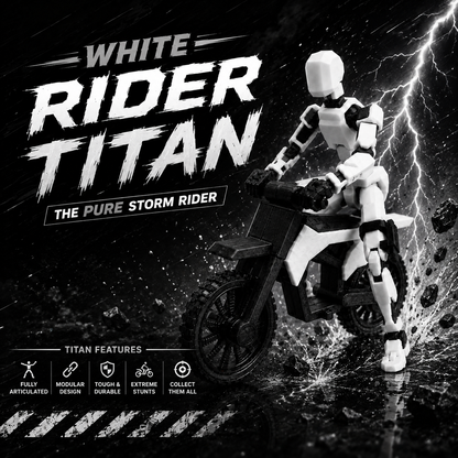 White Rider Titan · The Frost Rider · 13-Joint Articulated Action Figure with Stunt Bike · Titan Toys