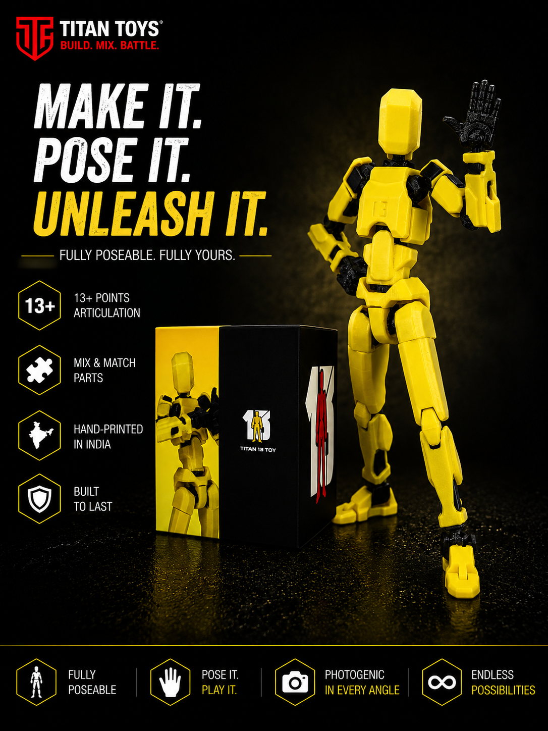 Yellow Titan 13 · 13-Joint Articulated Action Figure · Titan Toys