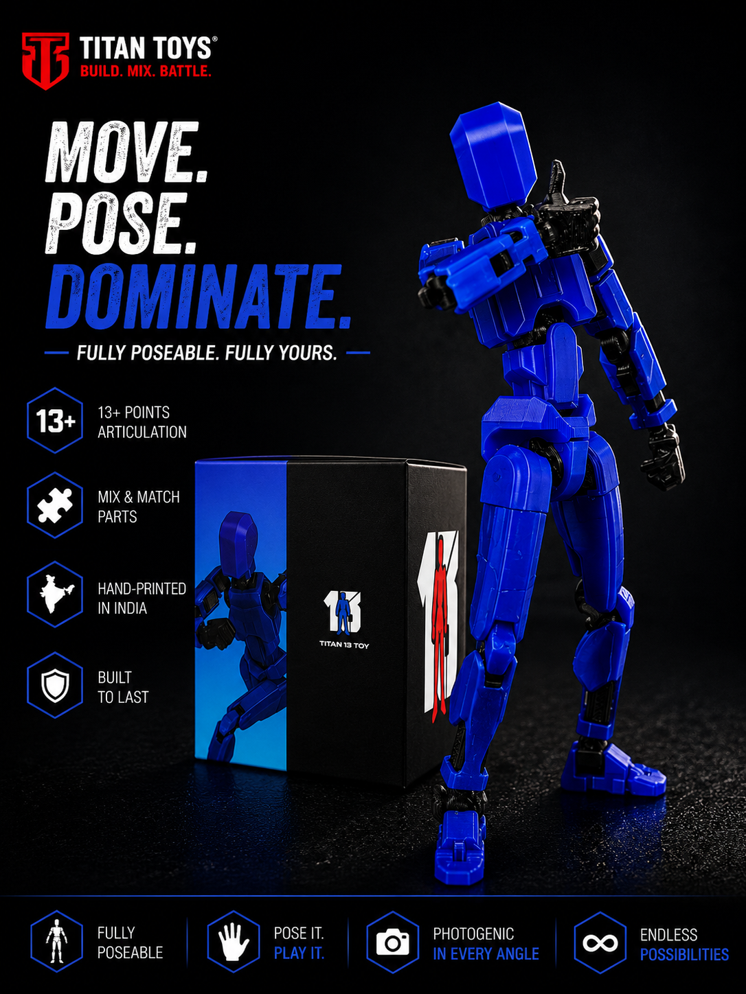 Blue Titan · The Wind Speedster · 13-Joint Articulated Action Figure · Titan Toys