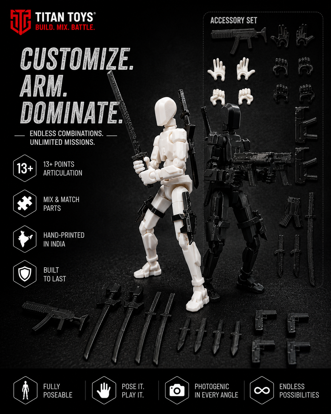 Black Titan · The Shadow · 13-Joint Articulated Action Figure · Titan Toys