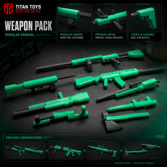 Tactical Weapon Pack · Combat Loadout Upgrade for Titan 13 · Titan Toys