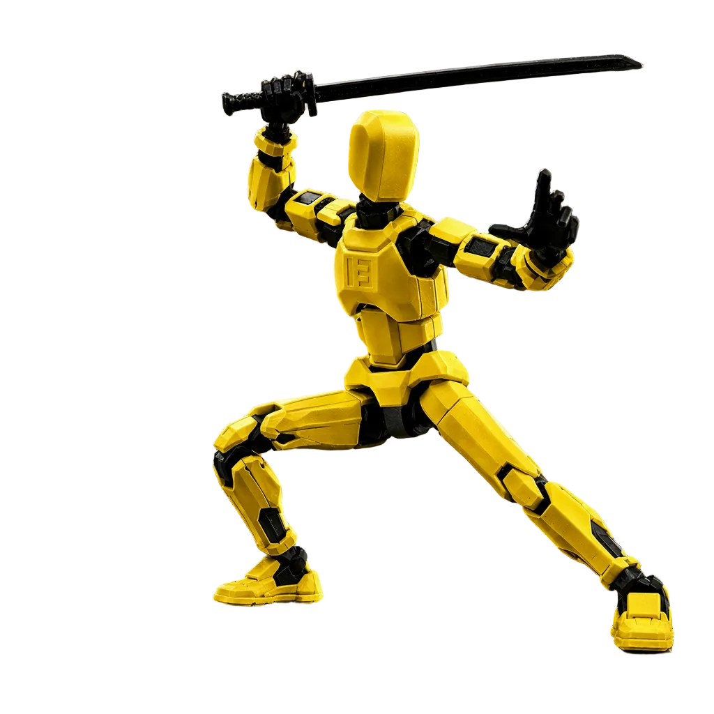Yellow Titan 13 - bright yellow 13-joint articulated 3D-printed action figure - desk decor toy - Titan Toys India