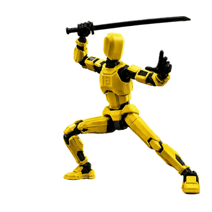 Yellow Titan 13 - bright yellow 13-joint articulated 3D-printed action figure - desk decor toy - Titan Toys India