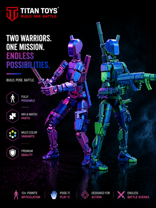 Blue-Purple Metallic Duo · The Storm Twins · Premium 2-Figure Articulated Action Set · Titan Toys