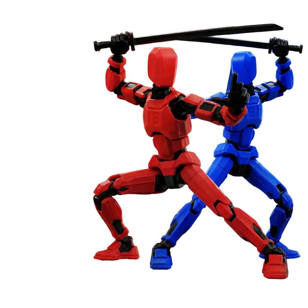 Red & Blue Duel · Warrior vs Wind · 2-Figure Articulated Action Set · Titan Toys