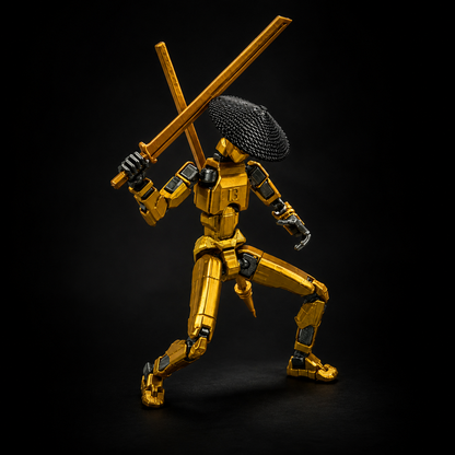 Ronin Titan · The Golden Blade Master · 13-Joint Articulated Samurai Action Figure · 8-Piece Gold Weapon Pack + Straw Ronin Hat · Made in India · Titan Toys