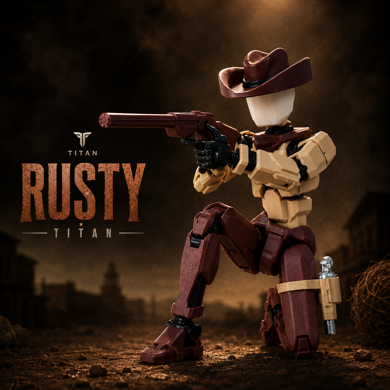 Rusty Titan cowboy Titan figure with rifle