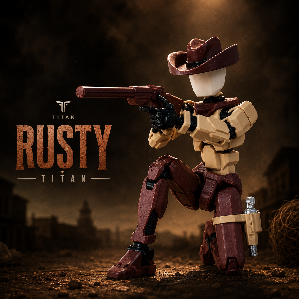 Rusty Titan cowboy Titan figure with rifle