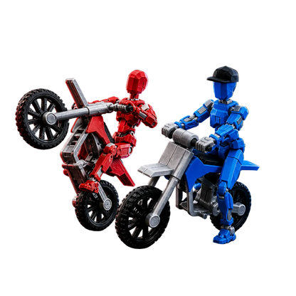 Red Rider Duo · The Motion Squad — articulated Titan motocross figures with stunt bikes — Titan Toys hero image