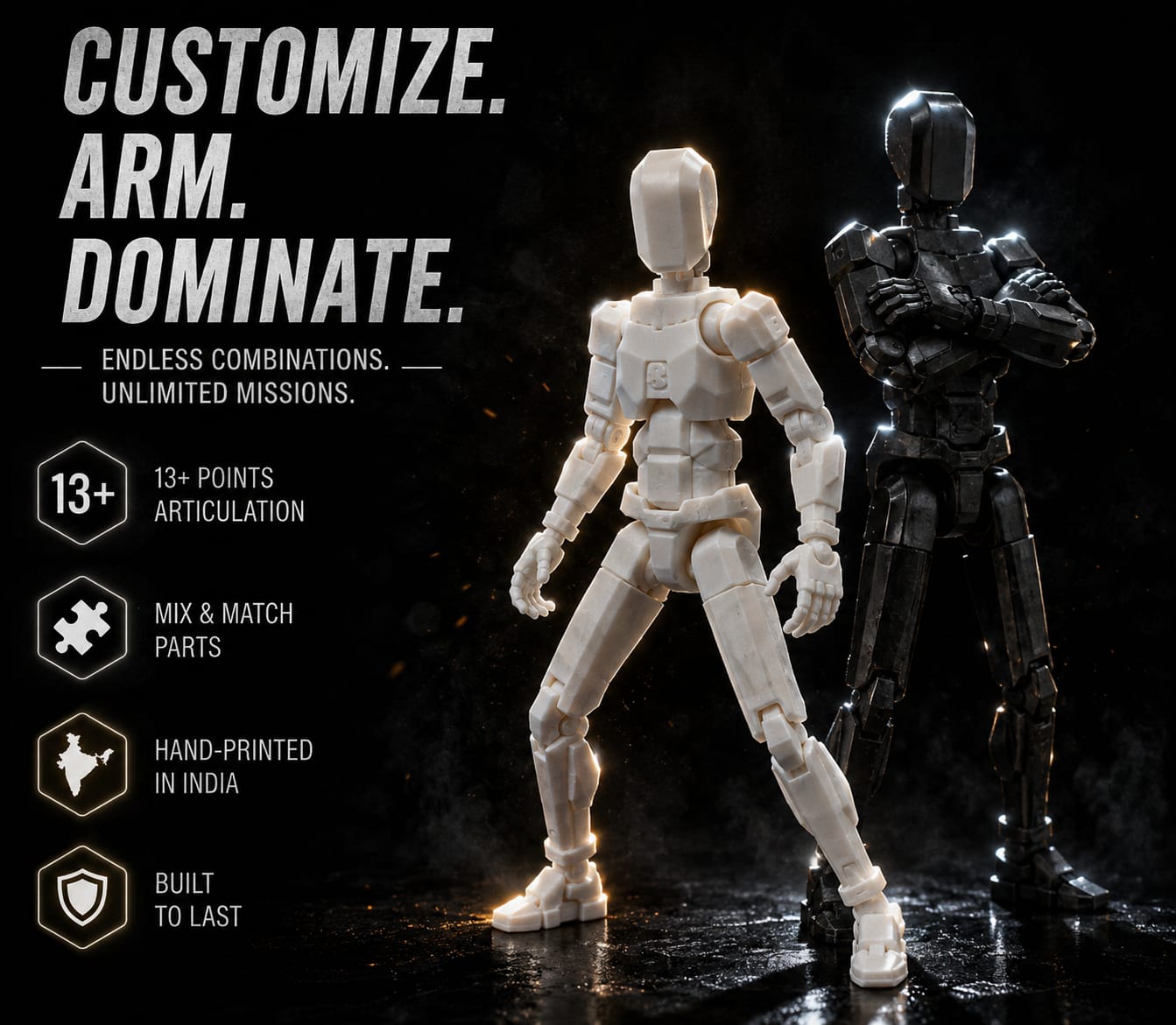Black & White Duo · Shadow & Harmony · 2-Figure Articulated Action Set · Titan Toys