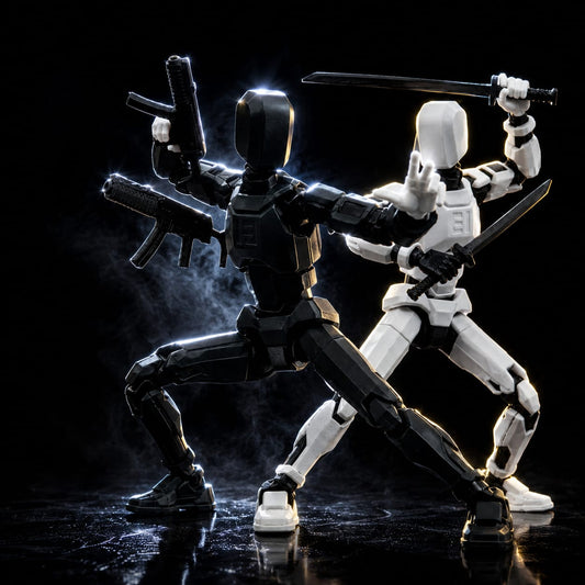 Black & White Duo · Shadow & Harmony · 2-Figure Articulated Action Set · Titan Toys
