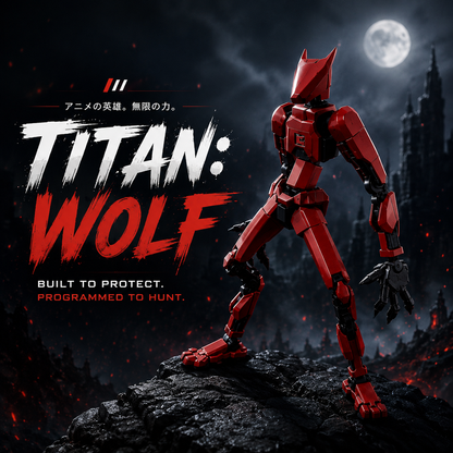 Titan Wolf the Crimson Hunter red mecha articulated action figure