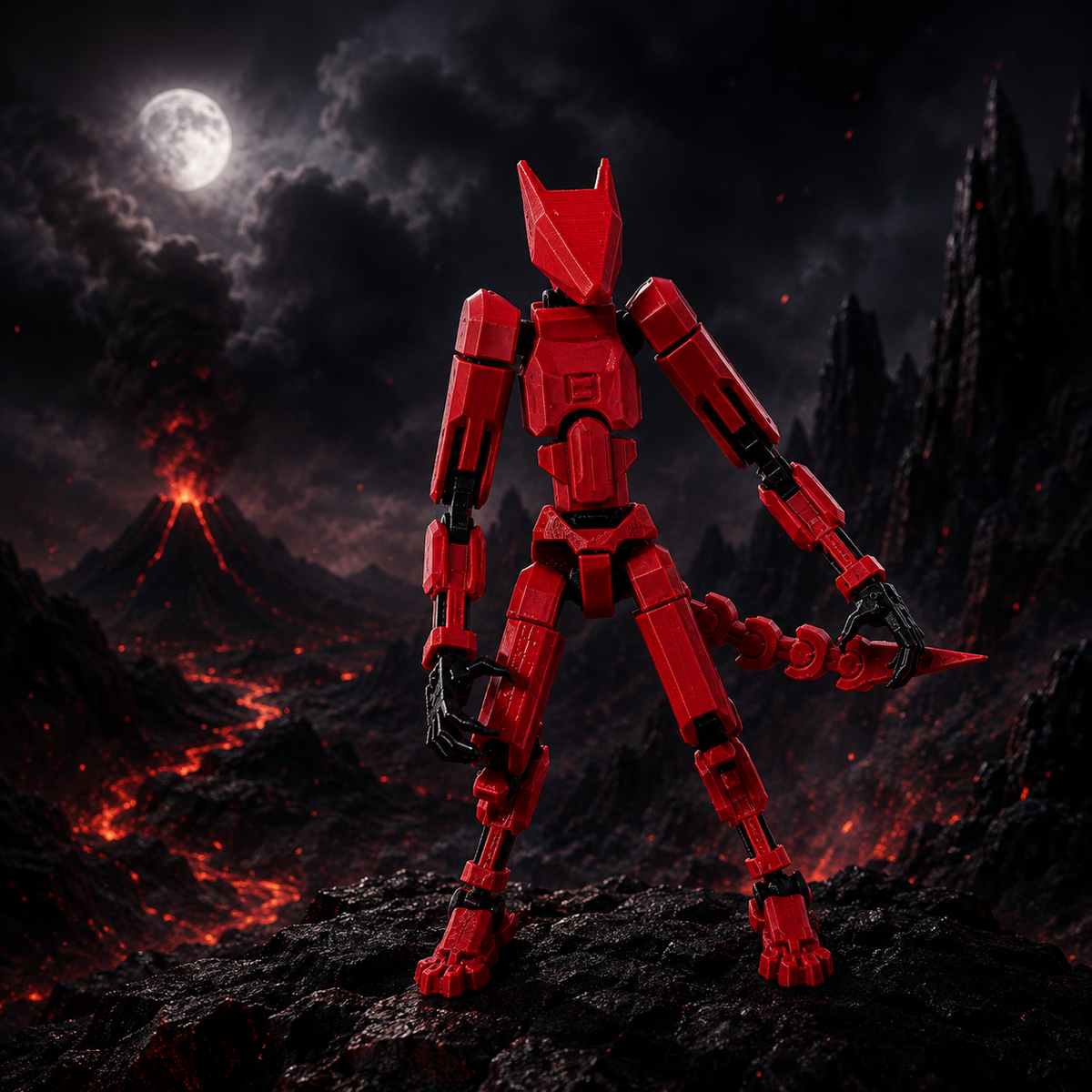 Titan Wolf red mecha wolf figure pose