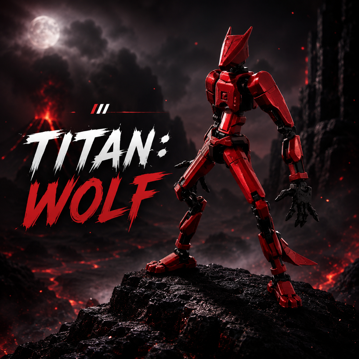 Titan Wolf poseable crimson hunter figure