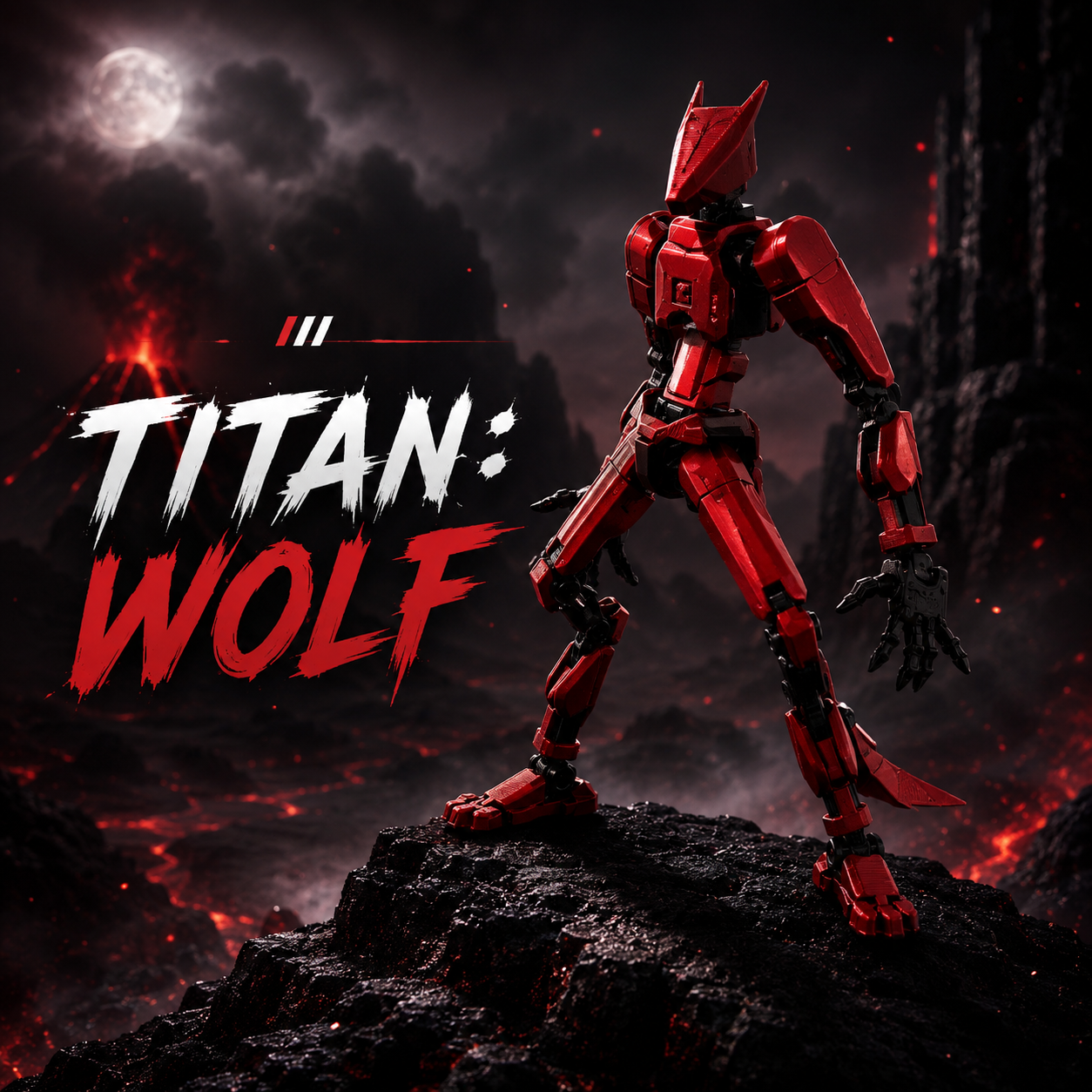 Titan Wolf poseable crimson hunter figure