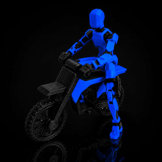 Blue Rider Titan · The Storm Rider — 13-joint articulated action figure with stunt bike, Made in India by Titan Toys