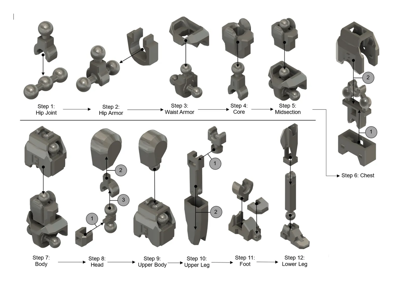 Dummy 13 base figure assembly diagram - Yellow Titan 13 Titan Toys