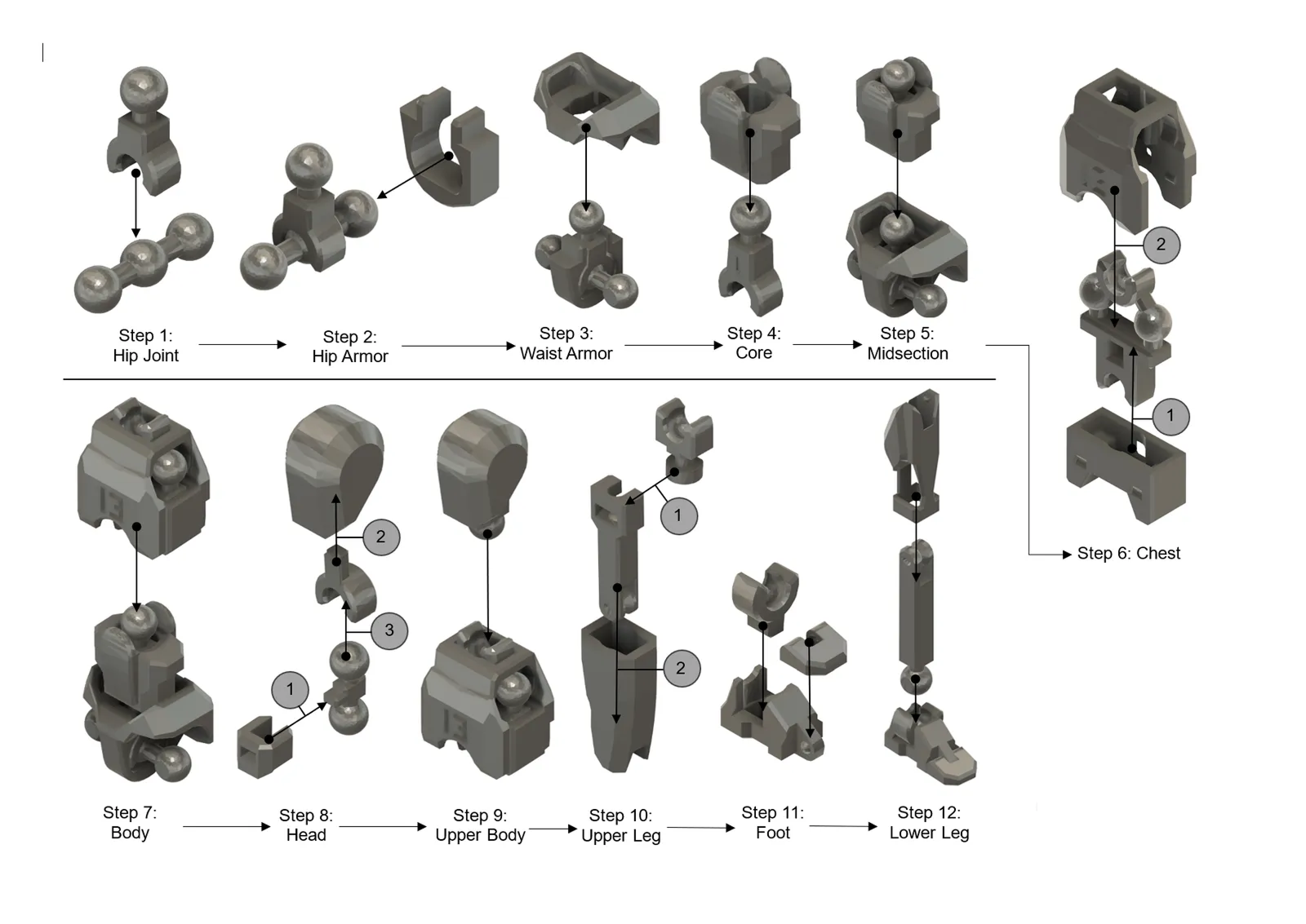 Dummy 13 base figure assembly diagram - Yellow Titan 13 Titan Toys