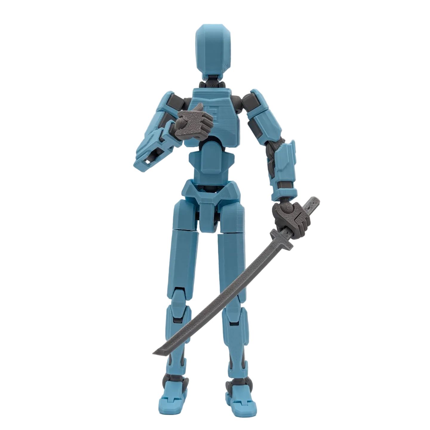 Universal Weapons Pack katana accessory shown on blue Titan 13 figure - Titan Toys