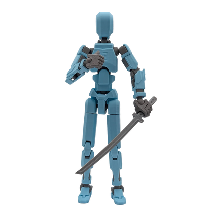 Universal Weapons Pack katana accessory shown on blue Titan 13 figure - Titan Toys