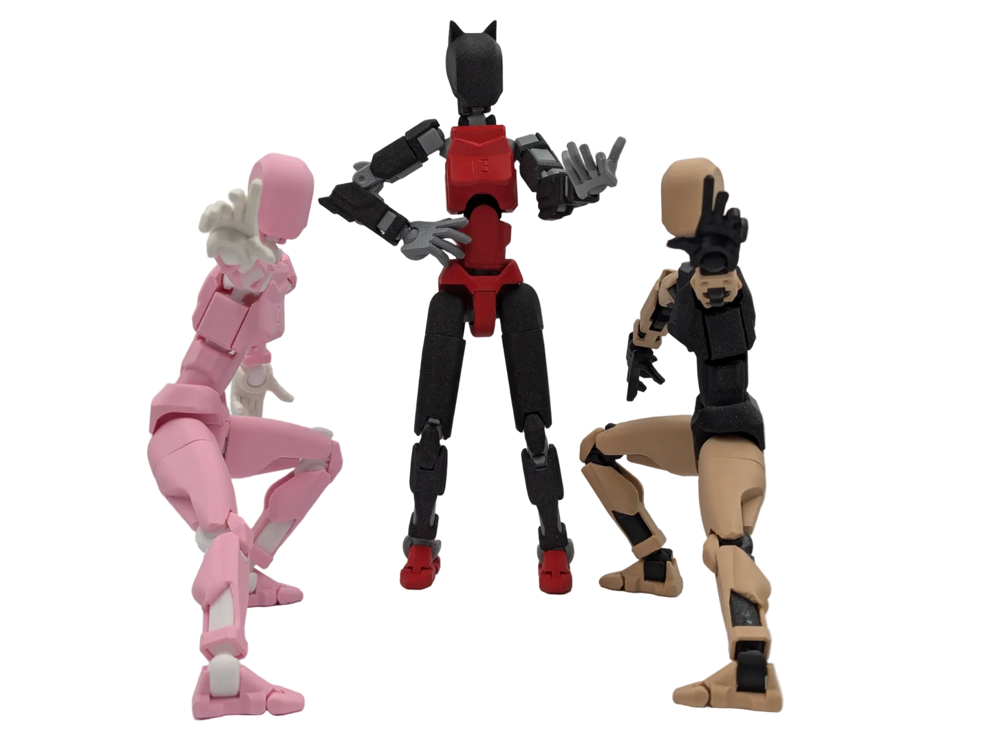 Femme Squad 3-Pack pink, cat-ear, and tan Titan 13 articulated action figures - Titan Toys