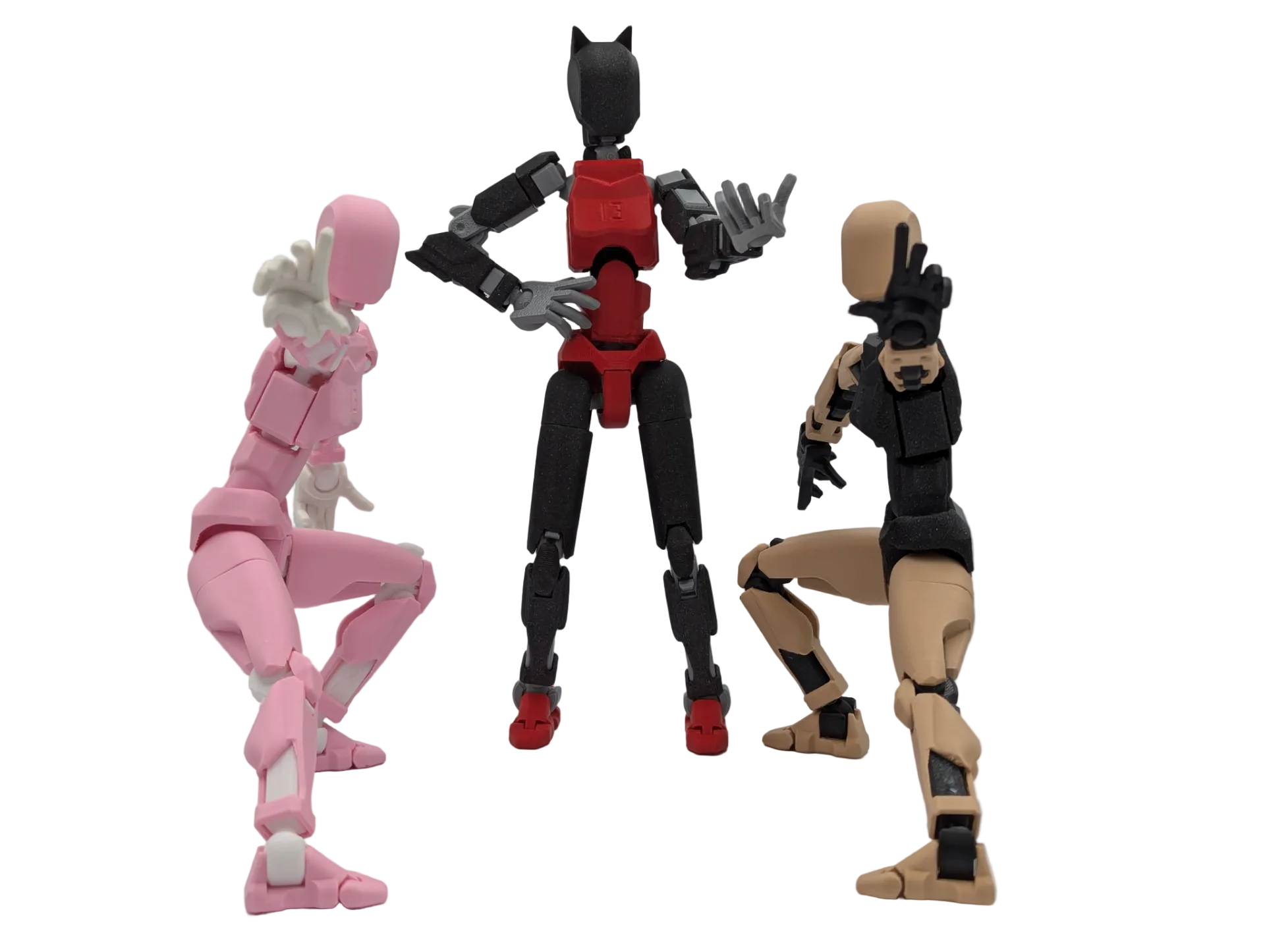 Femme Squad 3-Pack pink, cat-ear, and tan Titan 13 articulated action figures - Titan Toys