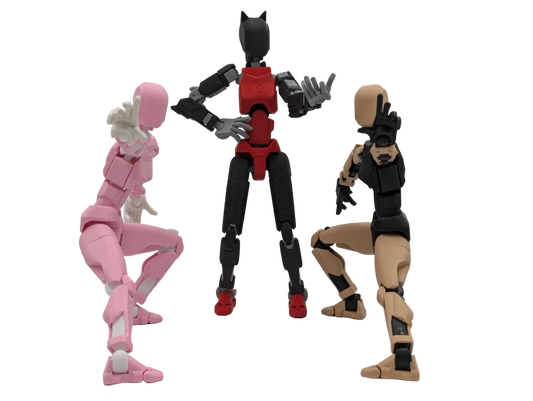 Femme Squad 3-Pack pink, cat-ear, and tan Titan 13 articulated action figures - Titan Toys