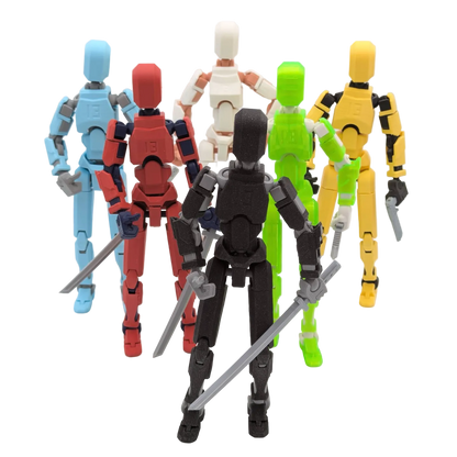 Rainbow Squad 6-figure Titan 13 articulated action figures display in red blue white black green yellow - Titan Toys