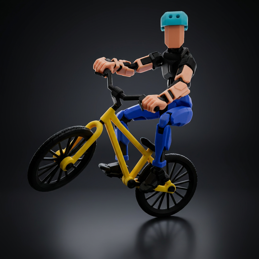 Titan Trials Bike — poseable stunt vehicle front view, Titan Toys