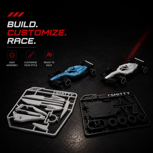 Titan F1 Racing Car Model Kit - snap-fit build with coloured parts sprues