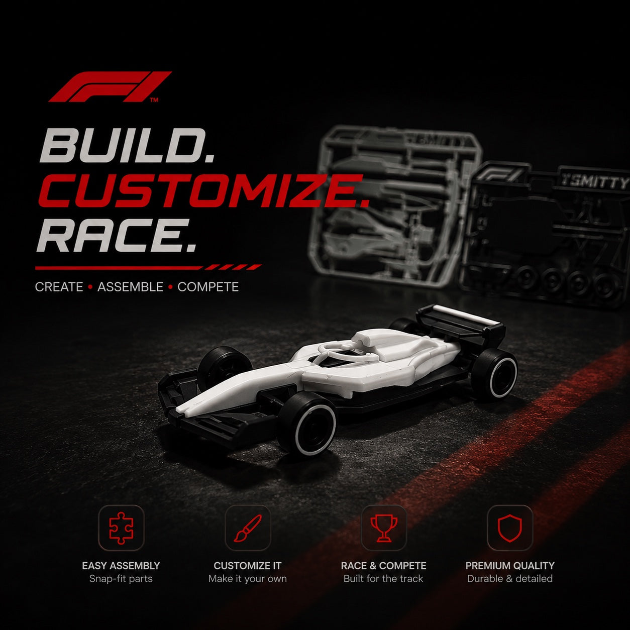 Titan F1 Racing Car Model Kit - assembled model racing car