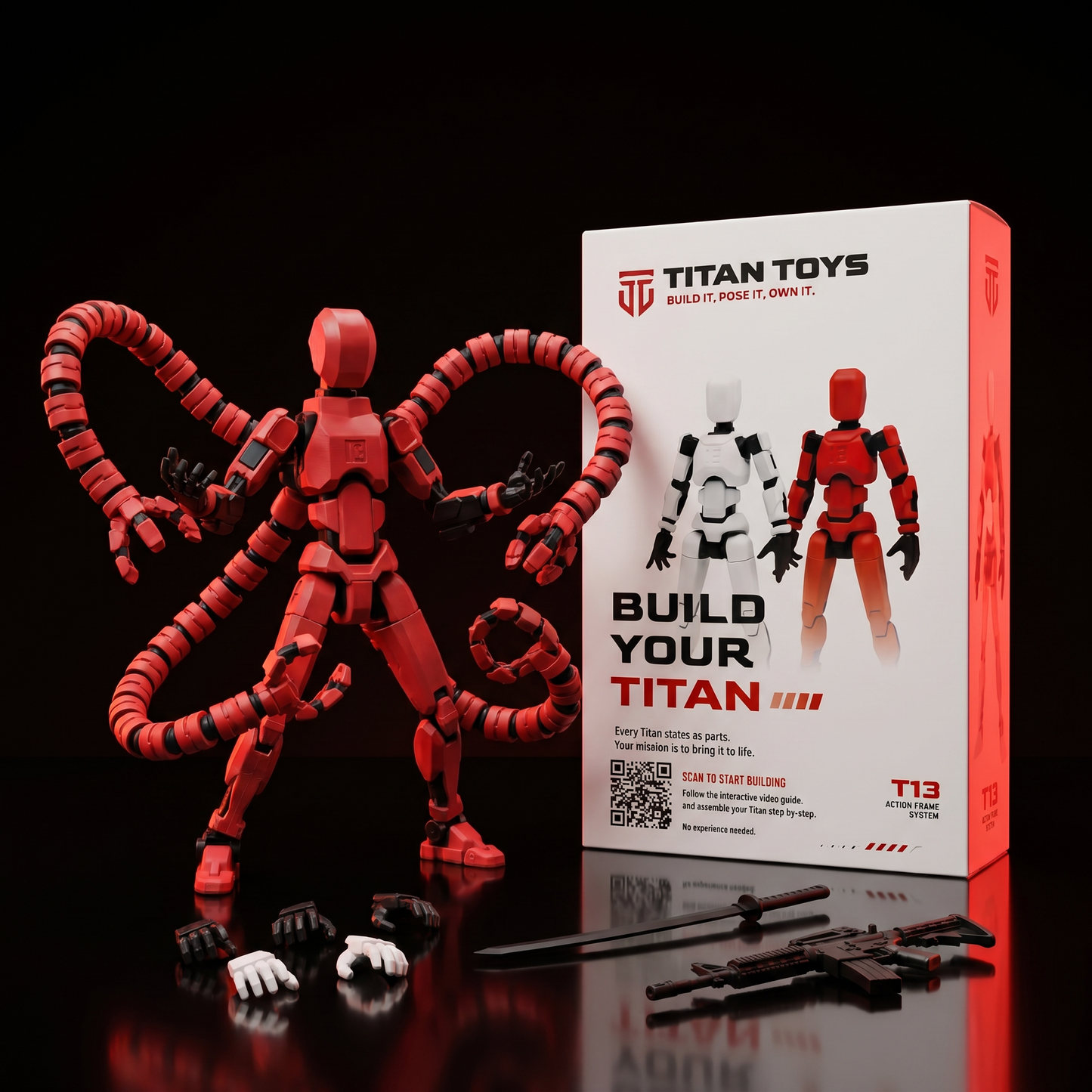 Octo Titan Molten Red complete kit with Titan Toys box