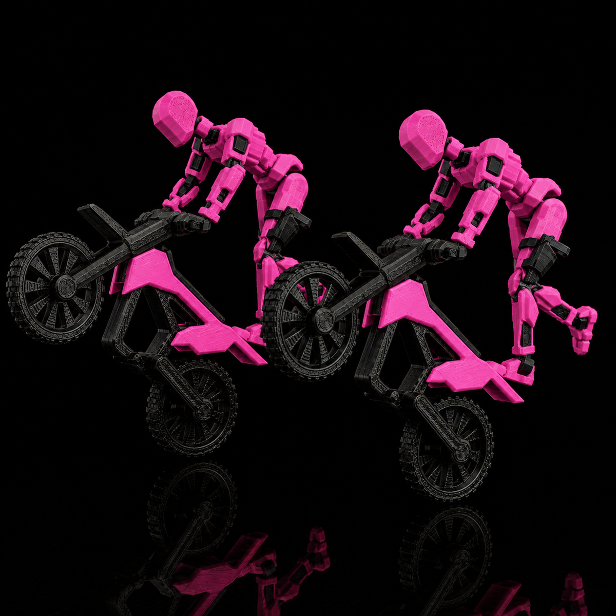 Pink Rider Titan articulated figure with stunt bike, Titan Toys