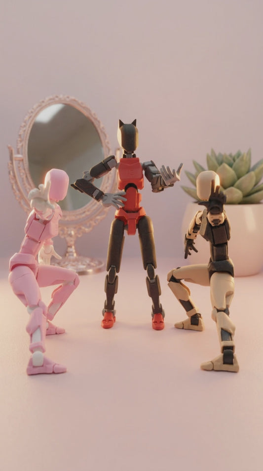 Femme Squad · The Mystery Line · Pink + CatEar + Tan Articulated 3-Figure Action Set · Titan Toys