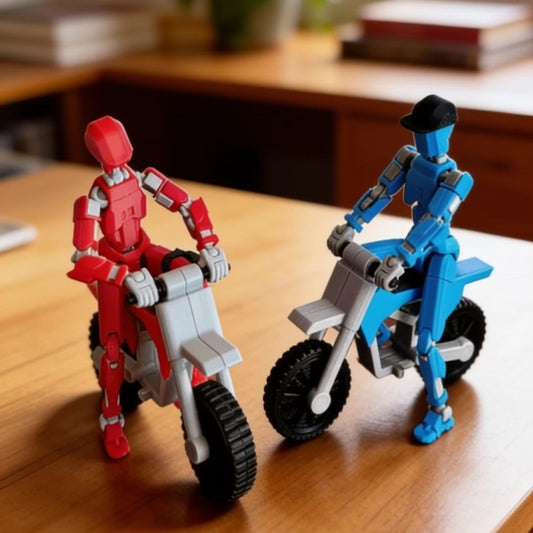 Red Rider Duo · The Motion Squad · 2-Figure Articulated Action Set with Stunt Bikes · Titan Toys
