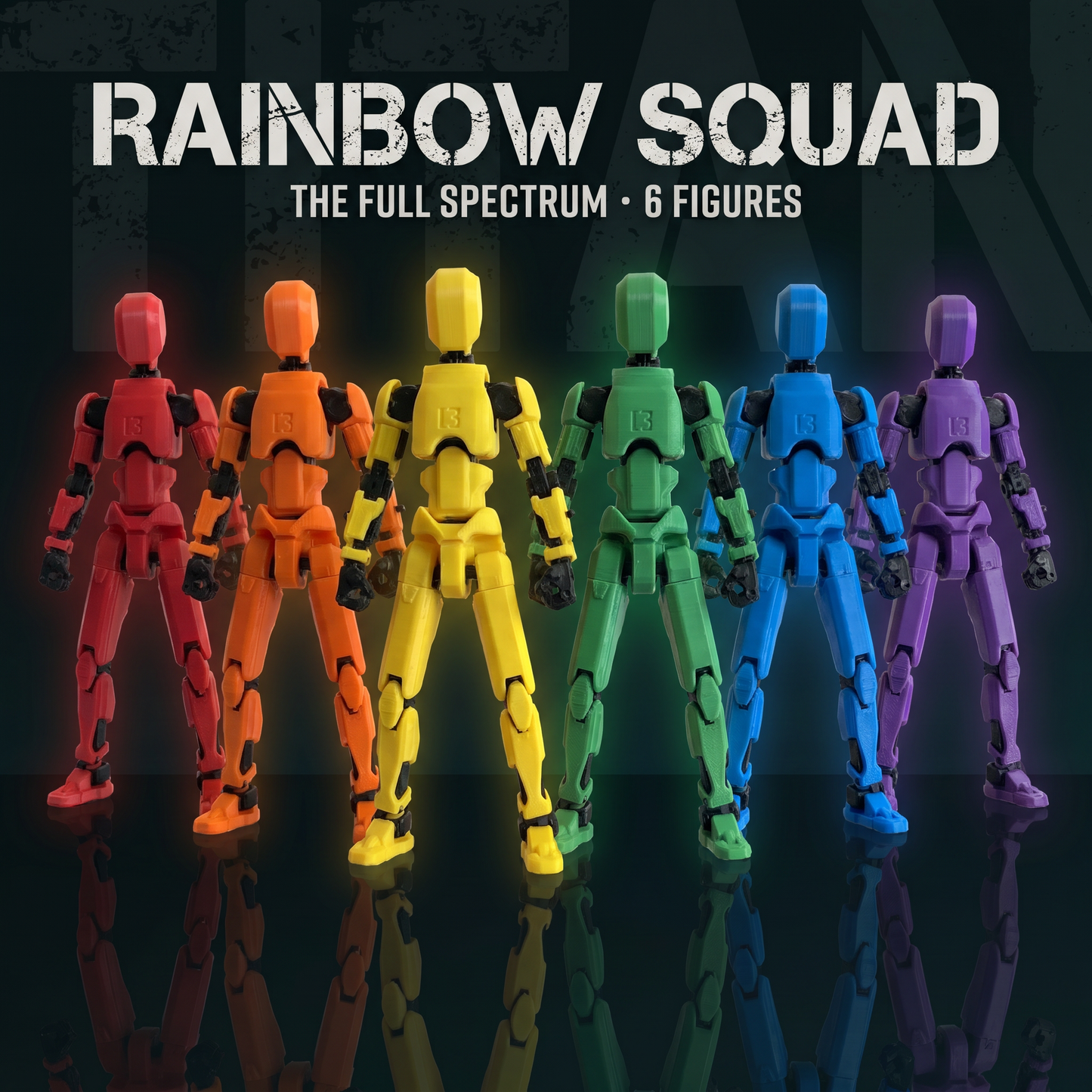 Rainbow Squad · The Full Spectrum · 6-Figure Build-Your-Own Articulated Action Set · Titan Toys