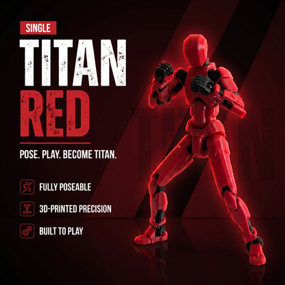 Titan Red 13-joint poseable 3D-printed action figure — hero