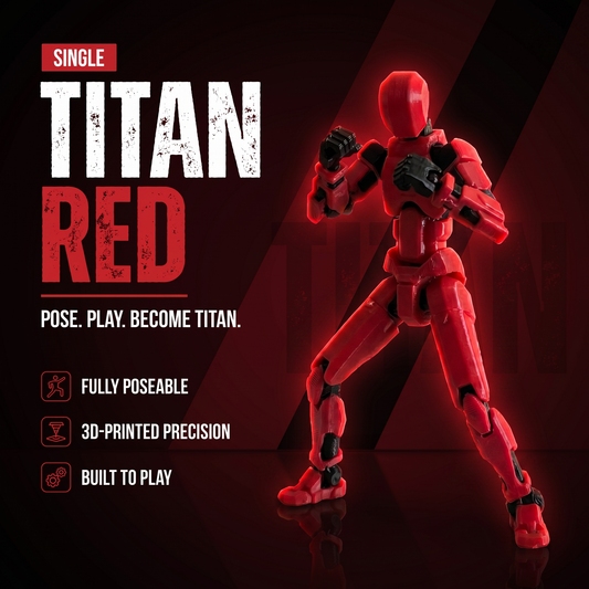 Titan Red 13-joint poseable 3D-printed action figure — hero
