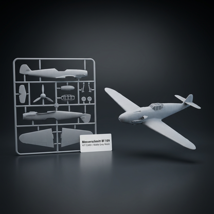 WWII Fighter Bf 109 kit card and assembled model