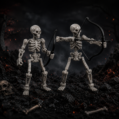 Skeli:Titans skeleton warriors with bows on a dark battlefield — poseable Titan Toys action figures