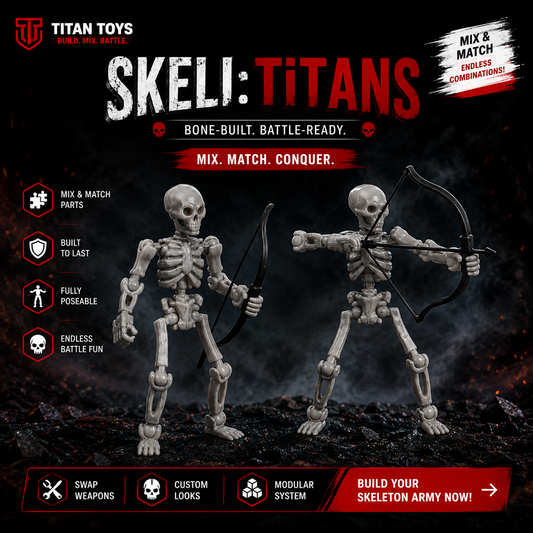 Skeli:Titans mix and match skeleton figures with swappable weapons, Titan Toys