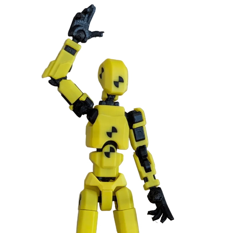 Titan 13 Crash Tester Yellow — greeting pose
