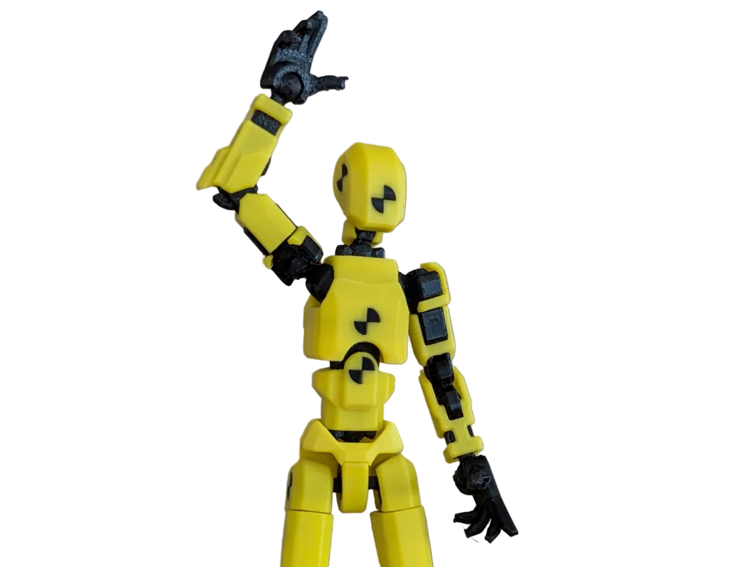 Titan 13 Crash Tester Yellow — greeting pose