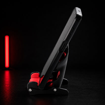 Titan Racing Seat Phone Stand — side view with phone resting in the seat