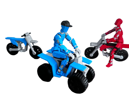 Red Rider Duo — blue + red dummy 13 riders on stunt bikes, real product shot