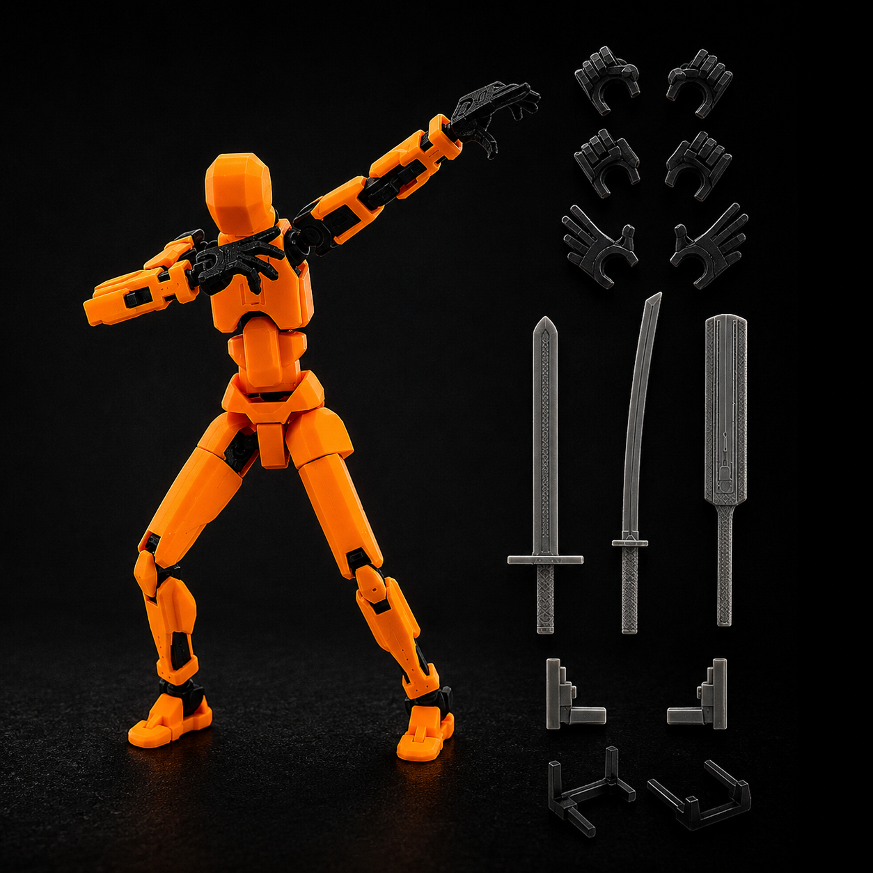 Kasa Hat Samurai Titan 13 package contents — orange figure with conical sun-hat, katana and accessories, Titan Toys