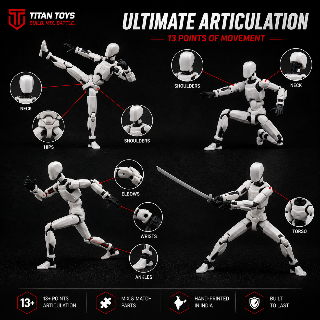 Ultimate Articulation — Rainbow Squad Titan 13 multi-colour action figures in dynamic poses, Titan Toys